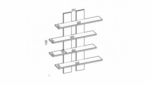 Полка навесная ПН-6, Дуб Крафт Білий, 910/160/1100 foto 2