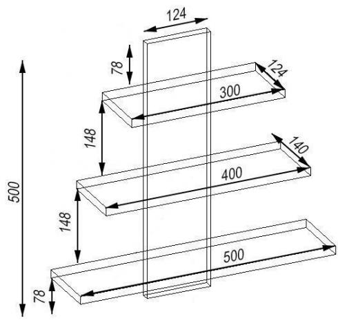 Полка навесная П-1, Дуб Аппалачи, 500/140/500 foto 2