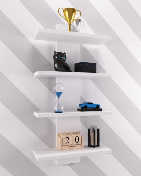 Полка навесная ПН-5, Белый, 350/140/700