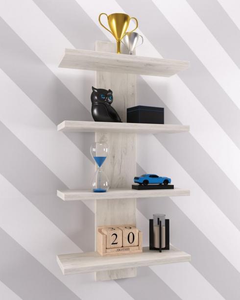 Полка навесная ПН-5, Дуб Крафт Білий, 350/140/700