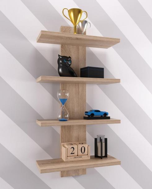 Полка навесная ПН-5, Дуб Сонома, 350/140/700