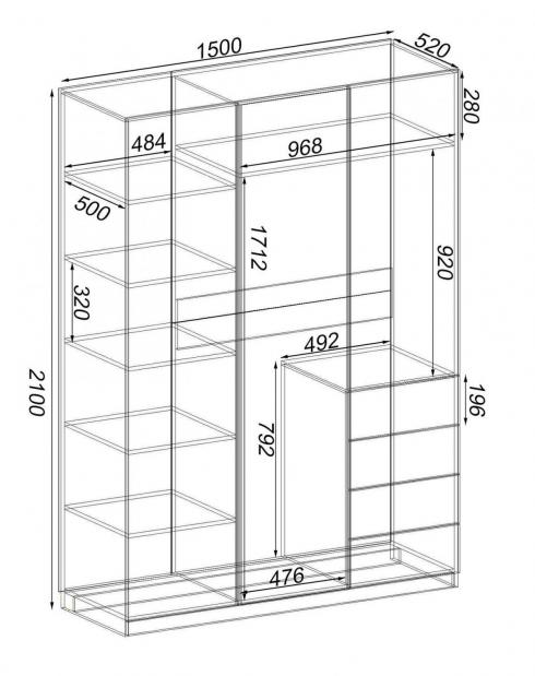 Шкаф Кристалл 2, Венге Магия, 1500х520х2100 foto 3