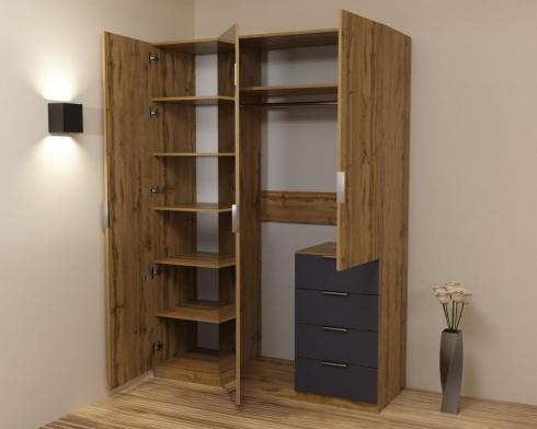 Шкаф Кристалл 2, Дуб Аппалачи/Антрацит, 1500х520х2100 foto 2