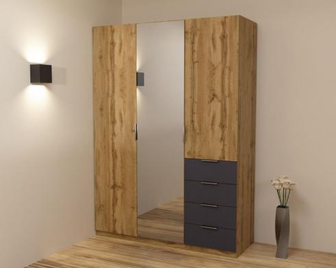 Шкаф Кристалл 2, Дуб Аппалачи/Антрацит, 1500х520х2100