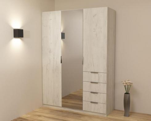 Шкаф Кристалл 2, Дуб Крафт Білий, 1500х520х2100