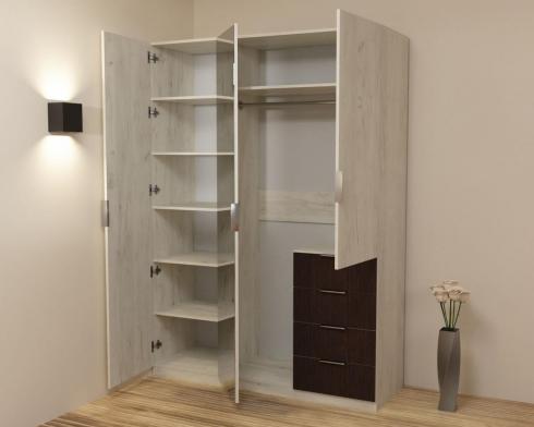 Шкаф Кристалл 2, Дуб Крафт Белый/Венге Магия,1500х520х2100 foto 2