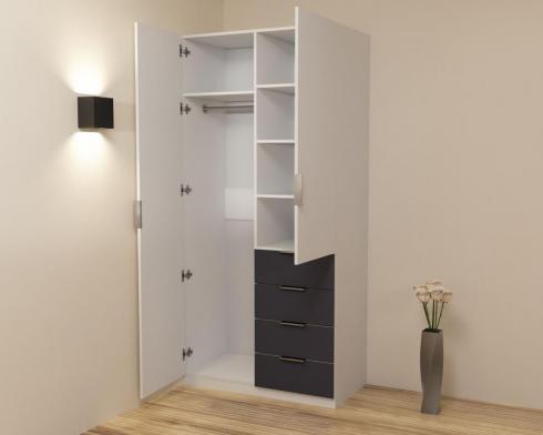 Шкаф Кристалл 1, Белый/Антрацит, 1000х520х2100 foto 2