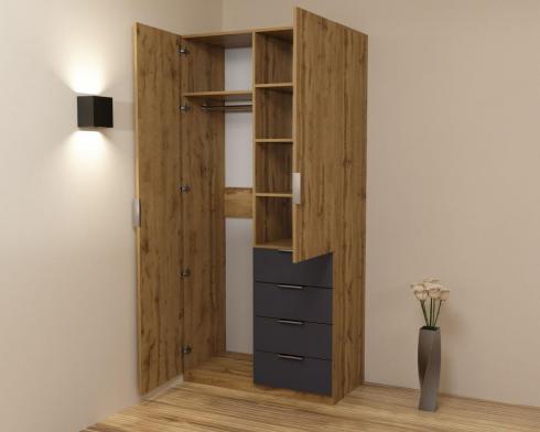 Шкаф Кристалл 1, Дуб Аппалачи/Антрацыт, 1000х520х2100 foto 2