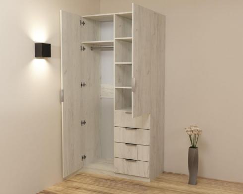 Шкаф Кристалл 1, Дуб Крафт Белый, 1000х520х2100 foto 2