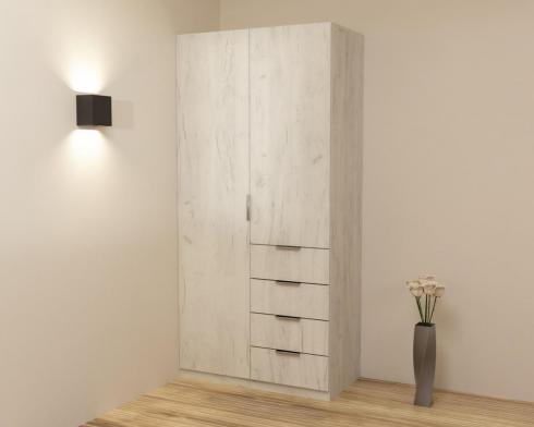 Шкаф Кристалл 1, Дуб Крафт Белый, 1000х520х2100