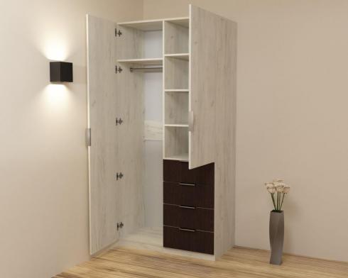 Шкаф Кристалл 1, Дуб Крафт Белый/Венге Магия, 1000х520х2100 foto 2