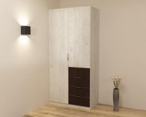 Шкаф Кристалл 1, Дуб Крафт Белый/Венге Магия, 1000х520х2100