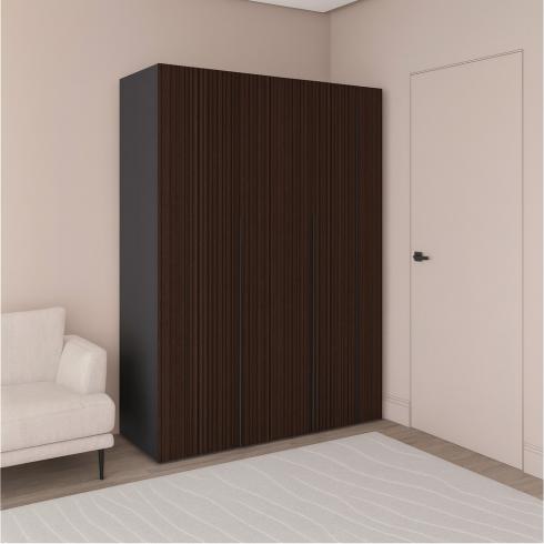 Шкаф трехдверный роспашной П-17 Антрацыт+Золотая Лоза