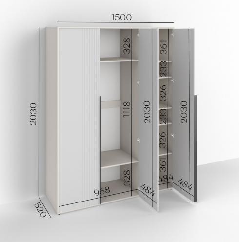 Шкаф трехдверный роспашной П-17 Антрацыт+Камуфляж foto 2