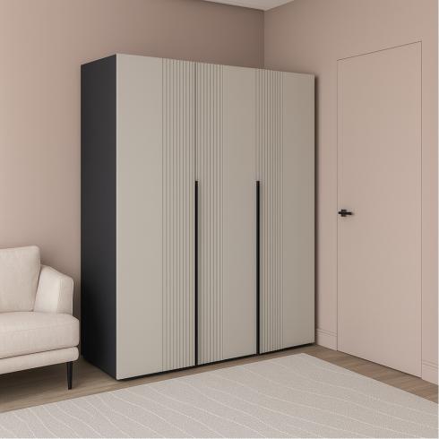 Шкаф трехдверный роспашной П-17 Антрацыт+Кашемир