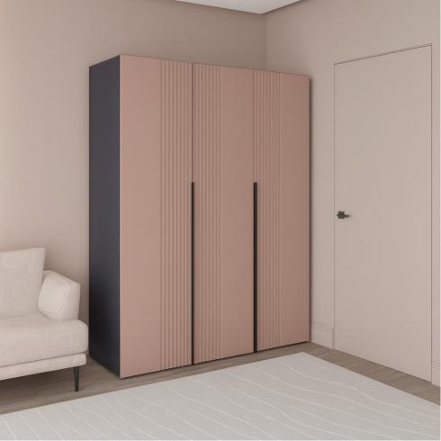 Шкаф трехдверный роспашной П-17 Антрацыт+Туманный Беж