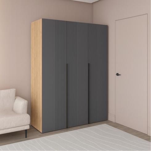 Шкаф трехдверный роспашной П-17 Дуб Крафт+Асфальт