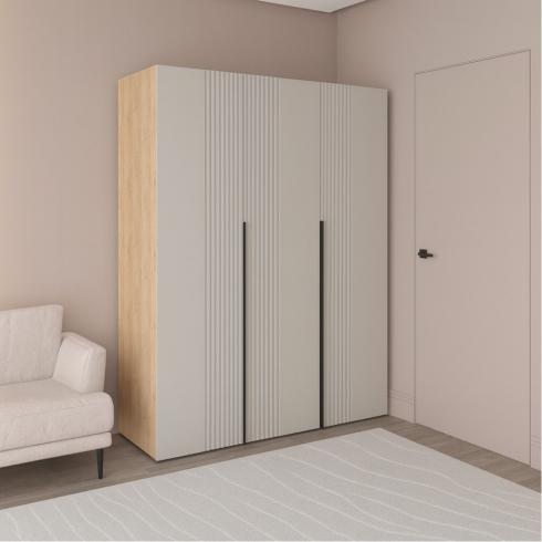 Шкаф трехдверный роспашной П-17 Дуб Крафт+Кашемир