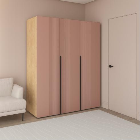 Шкаф трехдверный роспашной П-17 Дуб Крафт+Туманный Беж