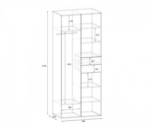 Прихожая ГКШ 2 840мм Самоа Дымчастый foto 2