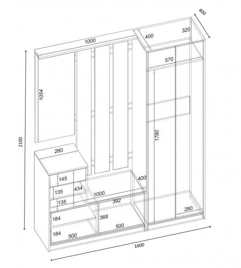 Прихожая SOLO 3 1600мм Антрацытовый foto 2