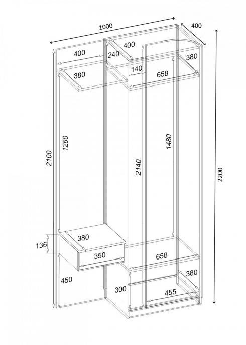 Прихожая SOLO 1 1000мм Самоа Дымчастый foto 2