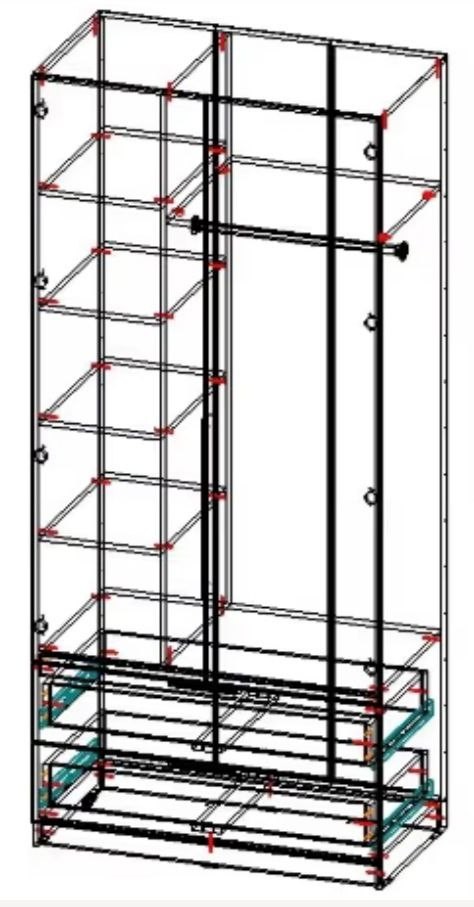 Шкаф роспашной дводверна Элит Ш900мм*Г520мм*В2400мм foto 2