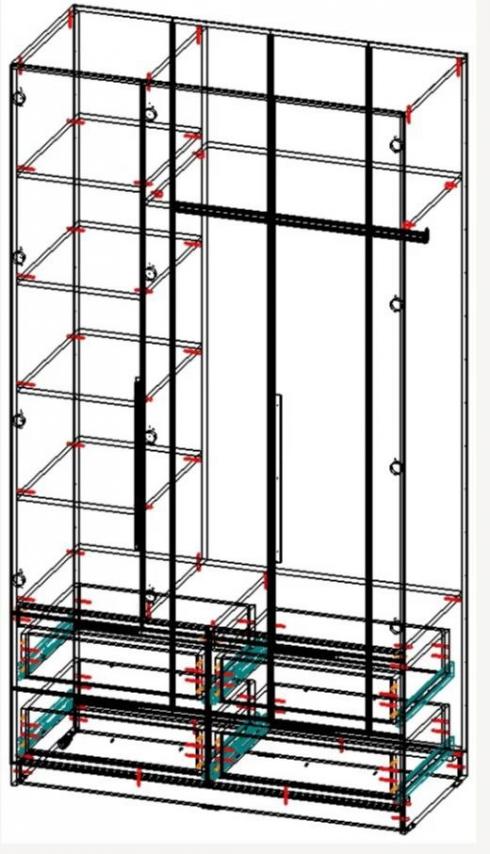 Шкаф роспашной трехдверный Елит Ш1500мм*Г520мм*В2200мм foto 2