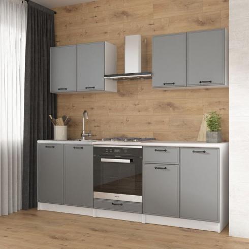 Кухня К-65 2.2м Белый+Асфальт