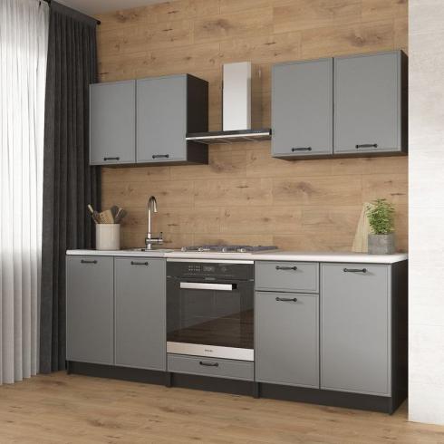 Кухня К-65 2.2м Чорный+Асфальт