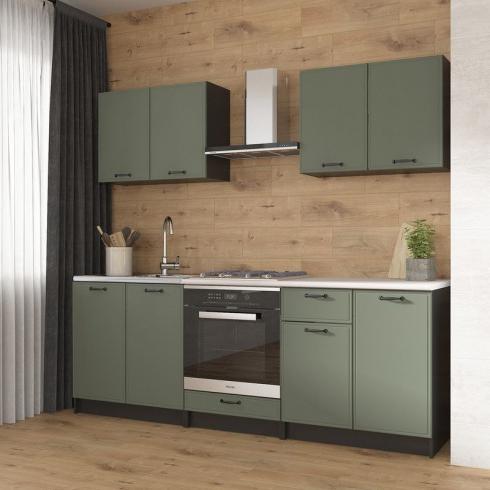 Кухня К-65 2.2м Чорный+Камуфляж