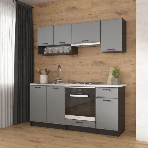 Кухня К-63 1,8м Чорный+Асфальт