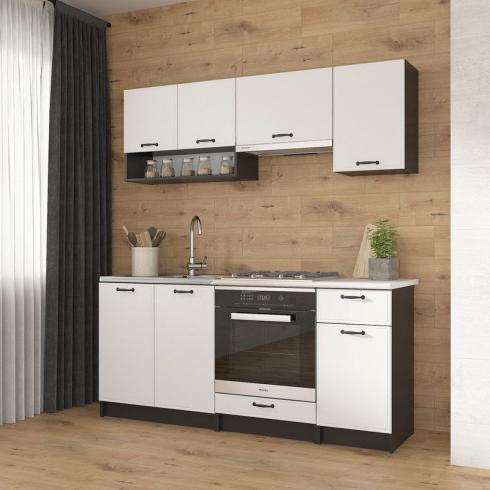Кухня К-63 1,8м Чорный+Белый