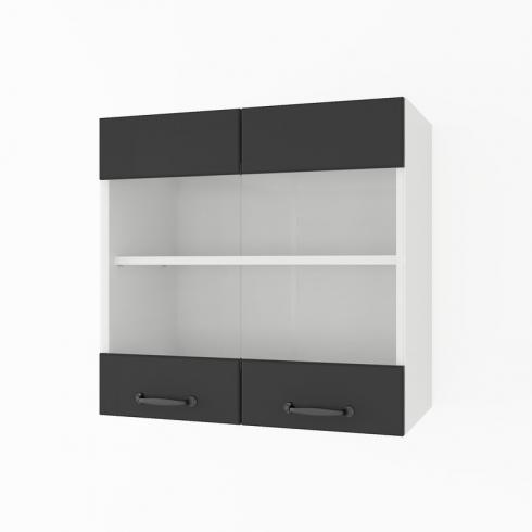 Шкаф навесной 600мм К-67 (витрина) Белый+Черный