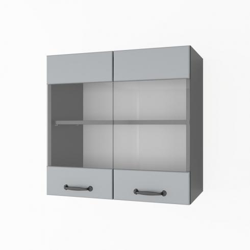 Шкаф навесной 600мм К-67 (витрина) Черный+Асфальт