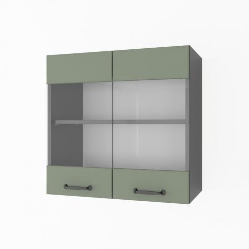 Шкаф навесной 600мм К-67 (витрина) Черный+Камуфляж