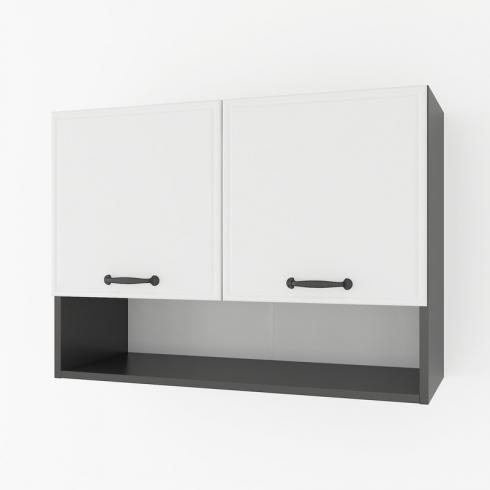 Шкаф навесной с нишей 800мм К-53 Черный+Белый