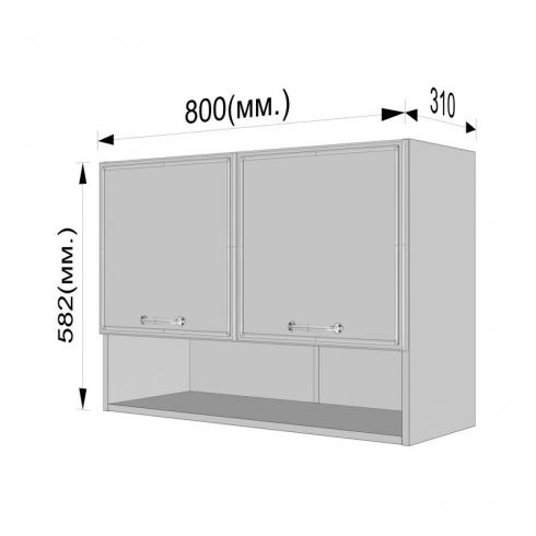 Шкаф навесной с нишей 800мм К-53 Черный+Белый foto 3