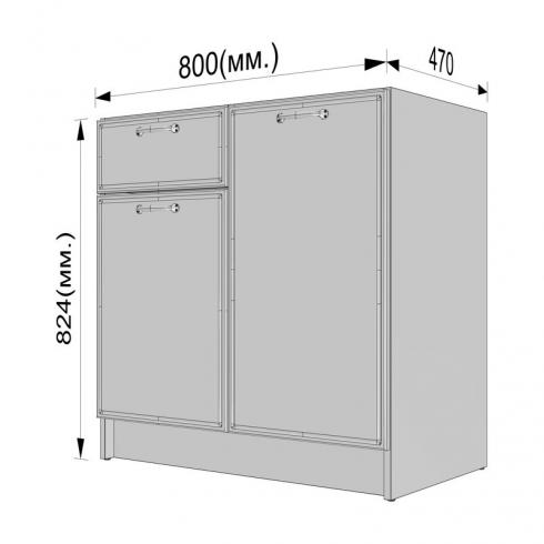 Тумба низ (комби) 800мм, К-65(без столешницы) Белый+Камуфляж foto 3