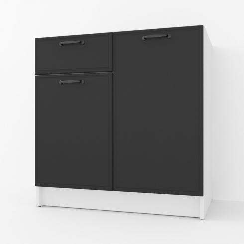 Тумба низ (комби) 800мм, К-65(без столешницы) Белый+Черный
