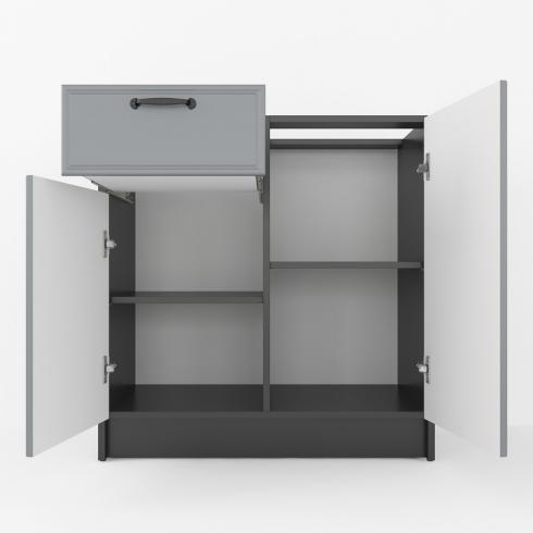 Тумба низ (комби) 800мм, К-65(без столешницы) Черный+Асфальт foto 2