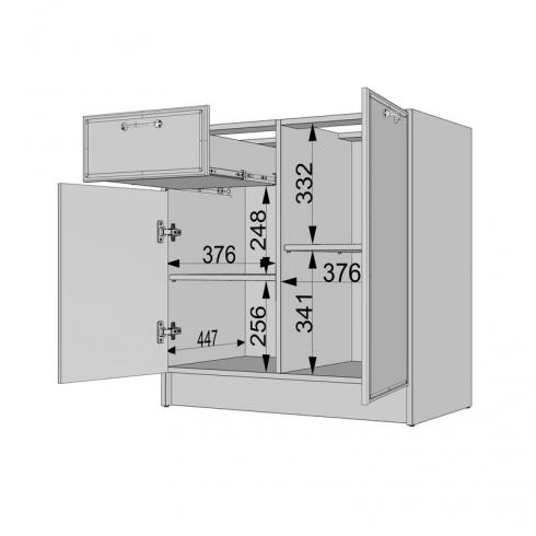 Тумба низ (комби) 800мм, К-65(без столешницы) Черный foto 4