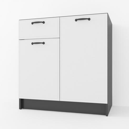 Тумба низ (комби) 800мм, К-65(без столешницы) Черный+Белый