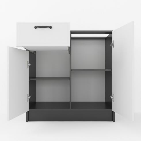 Тумба низ (комби) 800мм, К-65(без столешницы) Черный+Белый foto 2