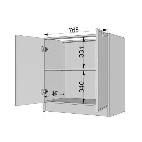 Тумба низ  800мм, К-66 (без столешницы) Белый+Асфальт foto 4