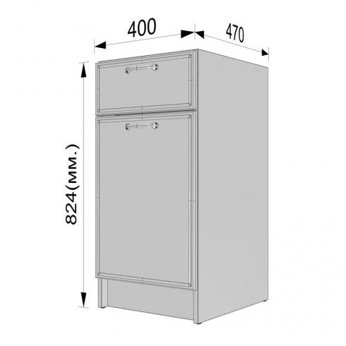 Тумба низ 400мм К-54 (без столешницы) Черный+Белый foto 3
