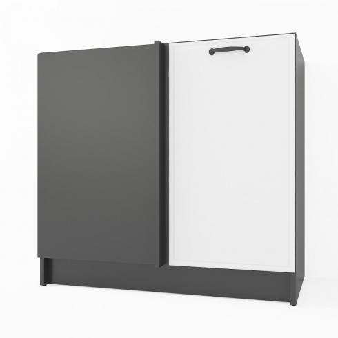 Тумба угловая низ К-74 Черный+Белый