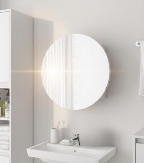 Круглое зеркало со шкафчиком М-25,50см Белый