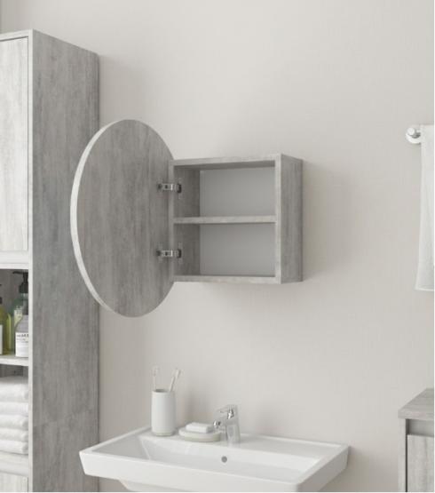 Круглое зеркало со шкафчиком М-25,50см Бетон foto 2