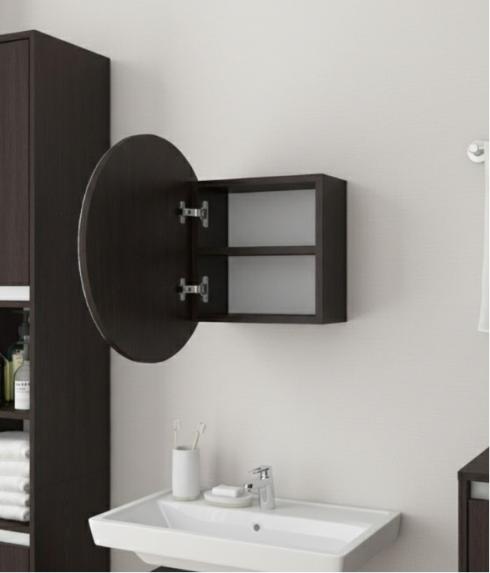 Круглое зеркало со шкафчиком М-25,50см Венге темный foto 2